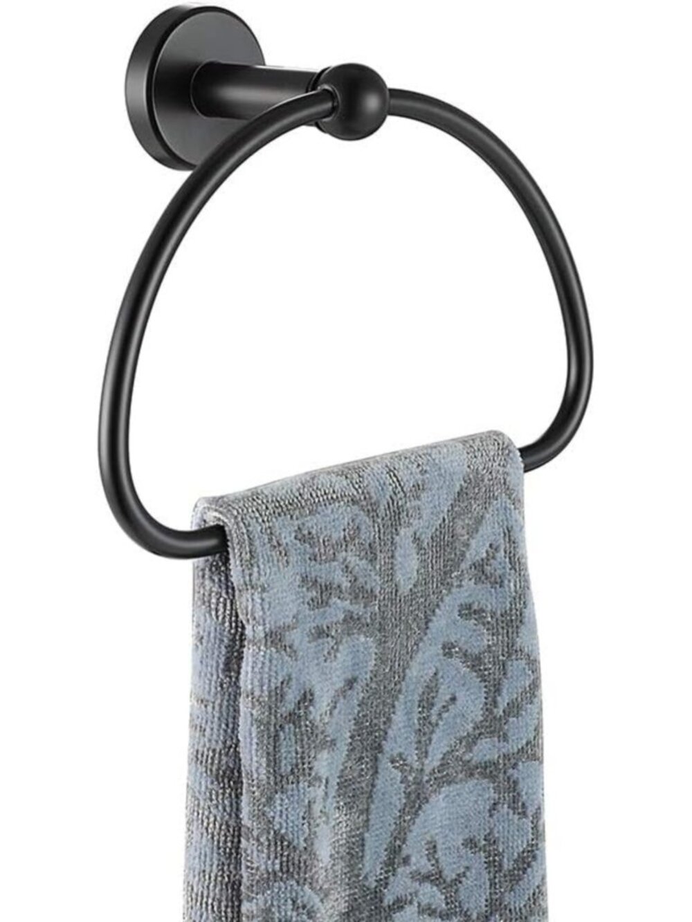 Matte Black Stainless Steel Towel Ring - 7 Inch Wall Mount Bathroom Holder